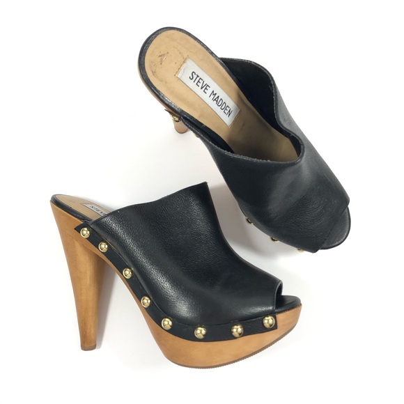 steve madden black mule heels